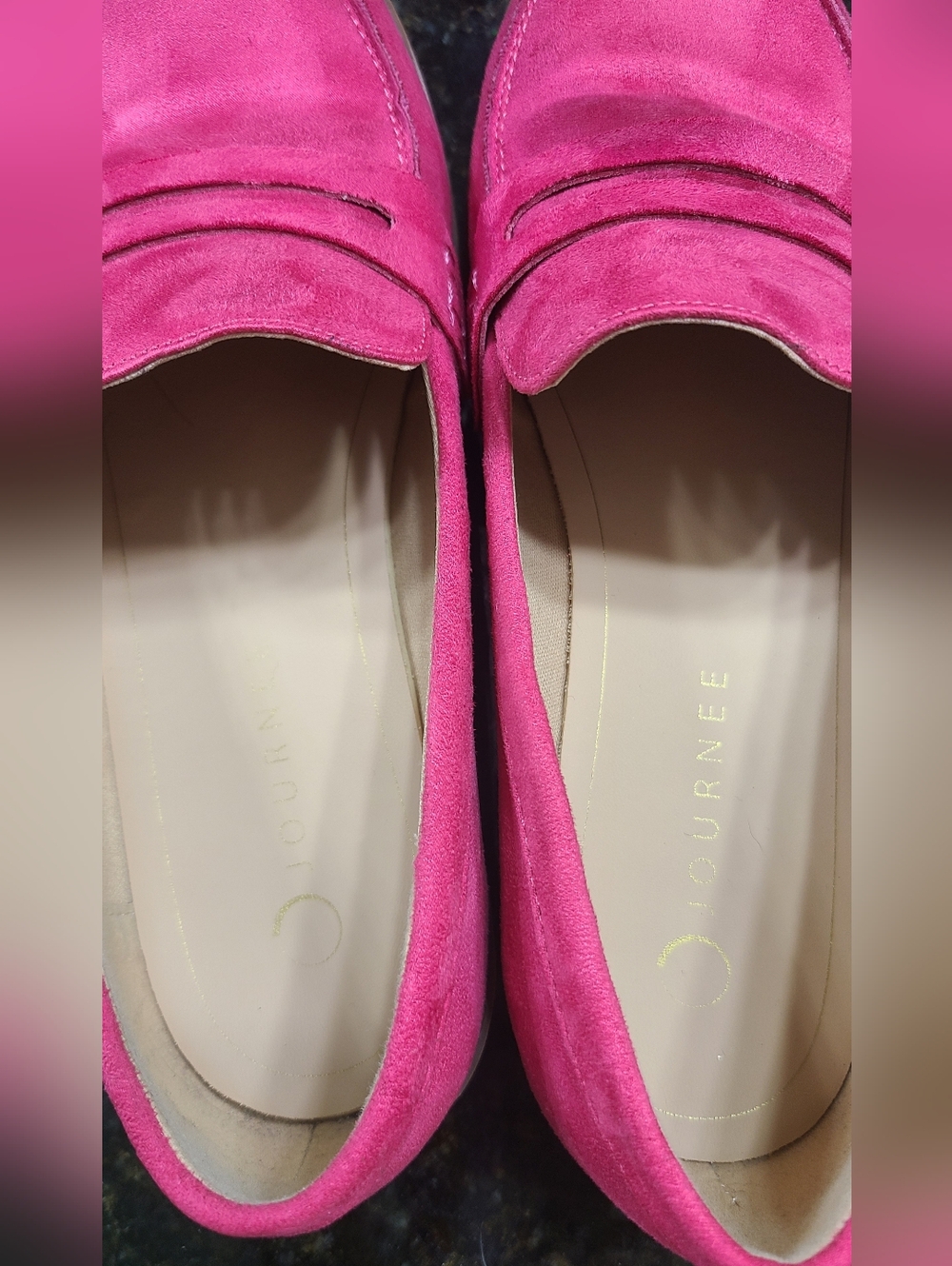 Journee Collection Hot Pink Suede Lug Sole Loafers, Size 9W (US) - Picture 4 of 8